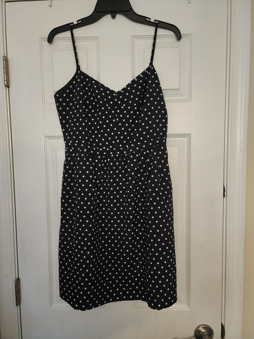 J. Crew Black and White Polka Dot Spaghetti Strap Dress